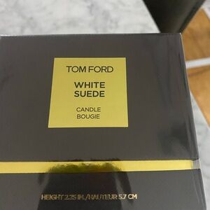 Tom Ford White Suede Candle with Gold Accents
